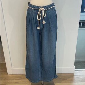 We The Free Denim Wide-Leg Jeans with Rope Detail